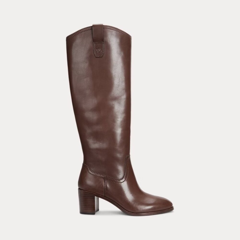 Ralph Lauren Carla Burnished Dark Mahogany Leather Tall Boot 8 NEW SOLD OUT